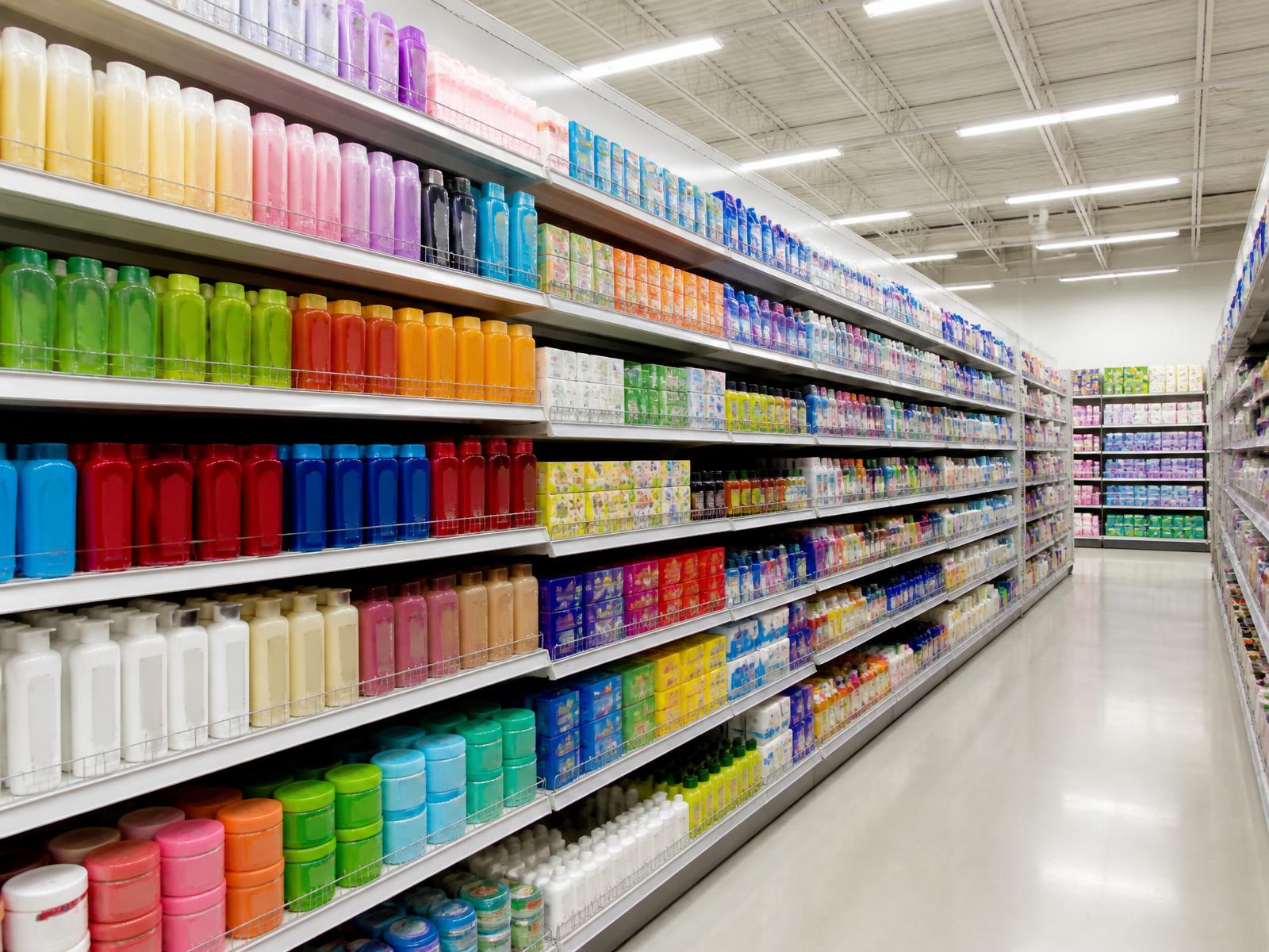Retail store aisle with a fully stocked assortment
